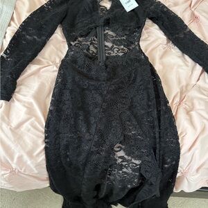 AKIRA Sexy Black Lace Long Sleeve Dress